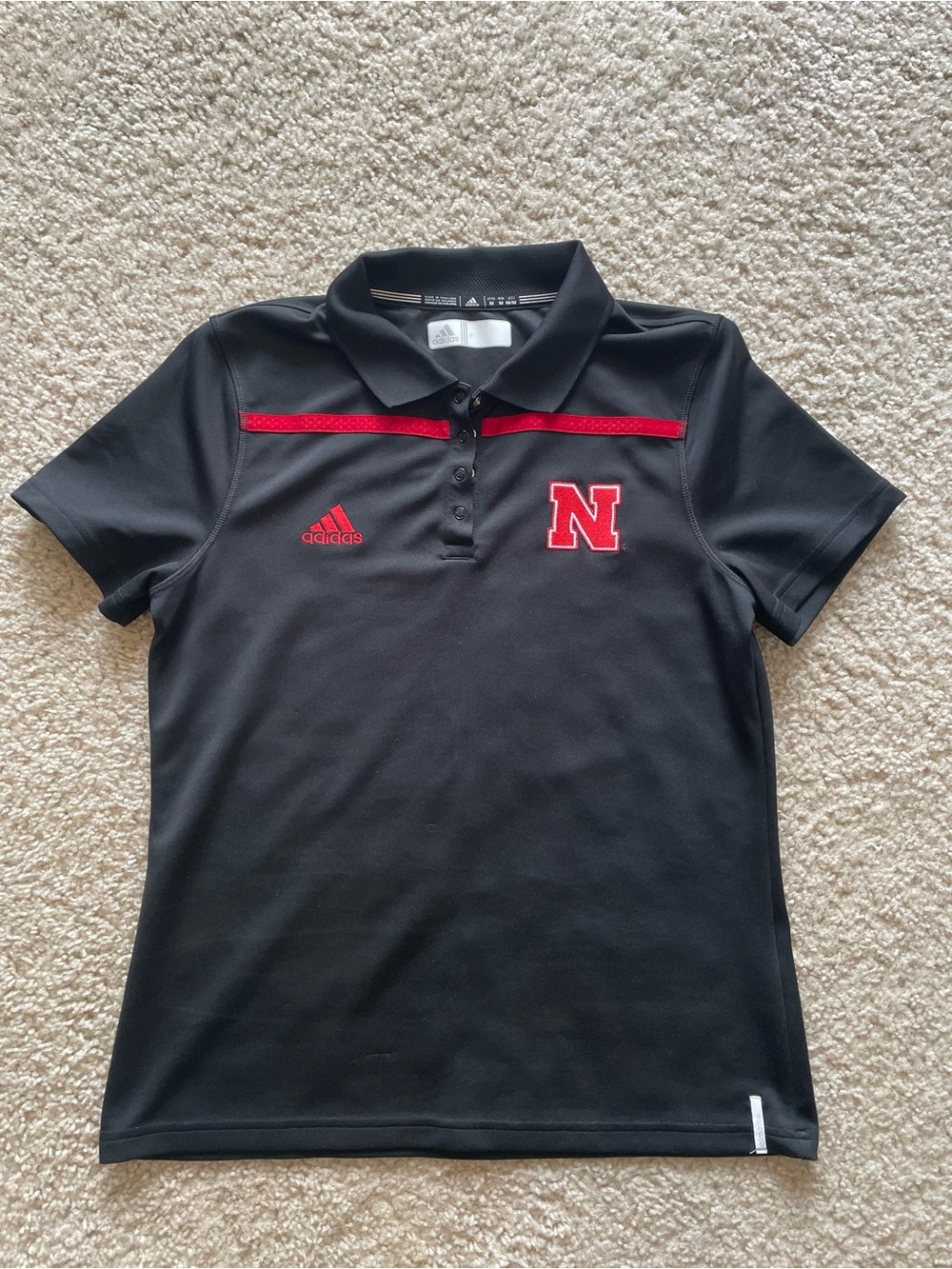 adidas Black Nebraska Performance Polo